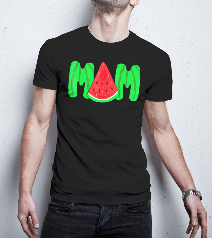 Mom Watermelon Slice Typography T-Shirt