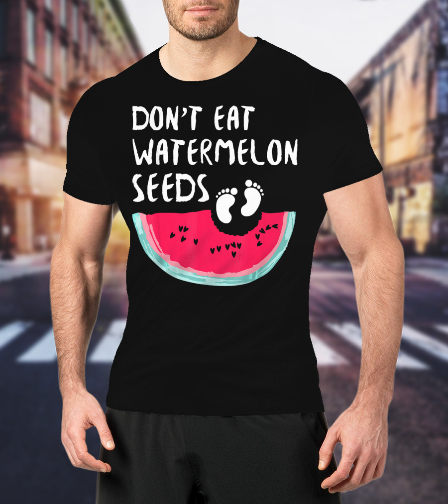 Don't Eat Watermelon Seeds Baby Announcement Footprints T-Shirt