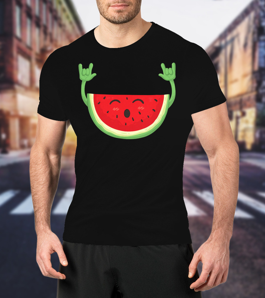 Rockin' Dancing Watermelon With Raised Hands T-Shirt