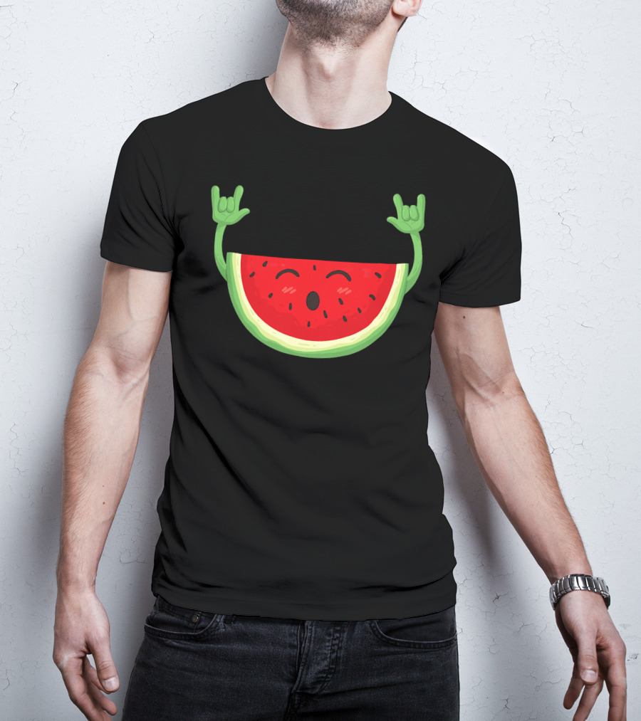 Rockin' Dancing Watermelon With Raised Hands T-Shirt