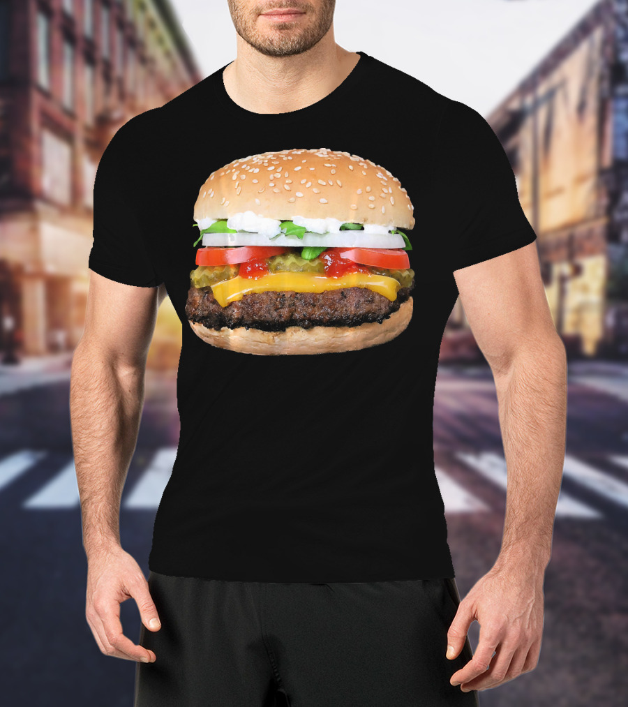 Burger Cheeseburger Matching With Fries Duo Delight T-Shirt