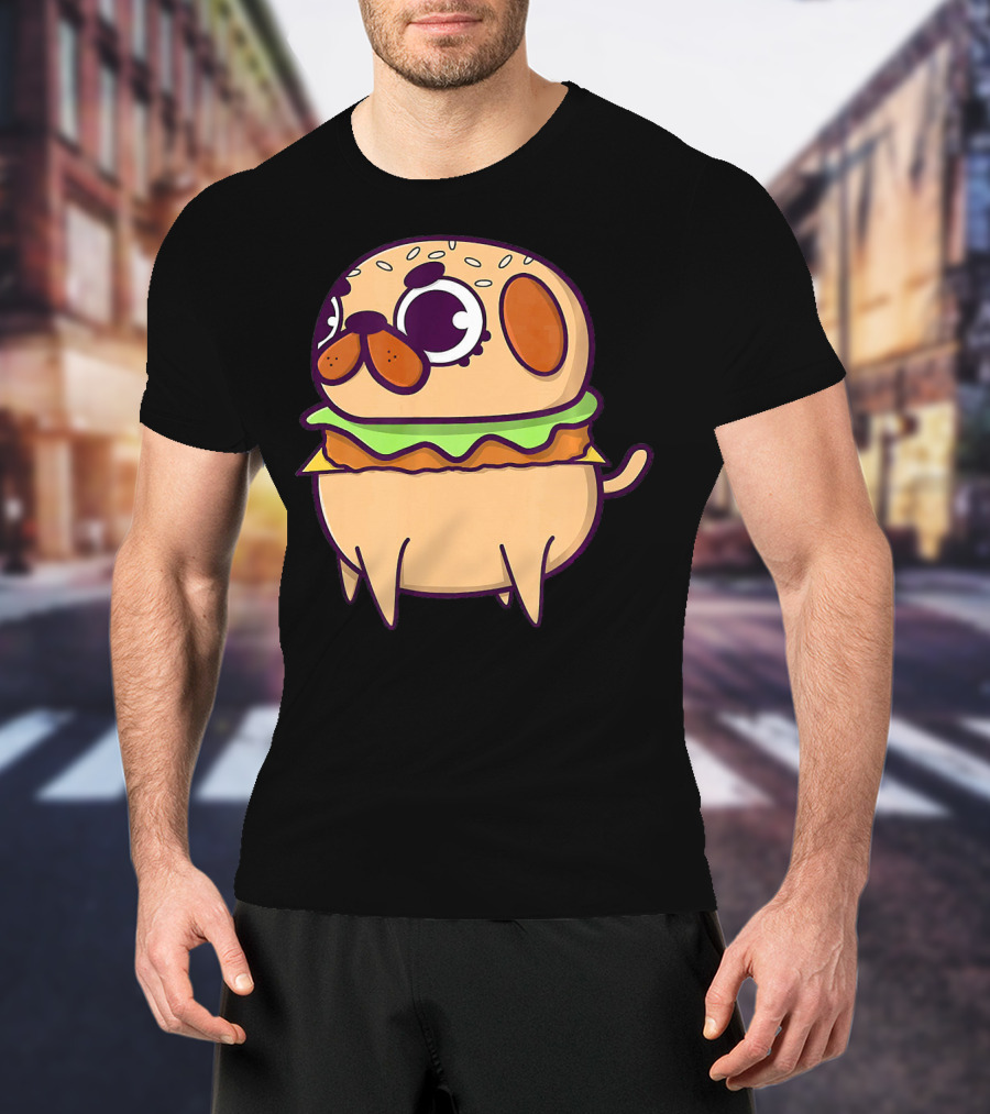 Cute Pug Hamburger Funny Pug Burger Love T-Shirt