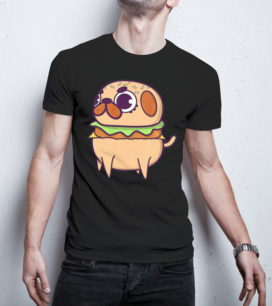 Cute Pug Hamburger Funny Pug Burger Love T-Shirt
