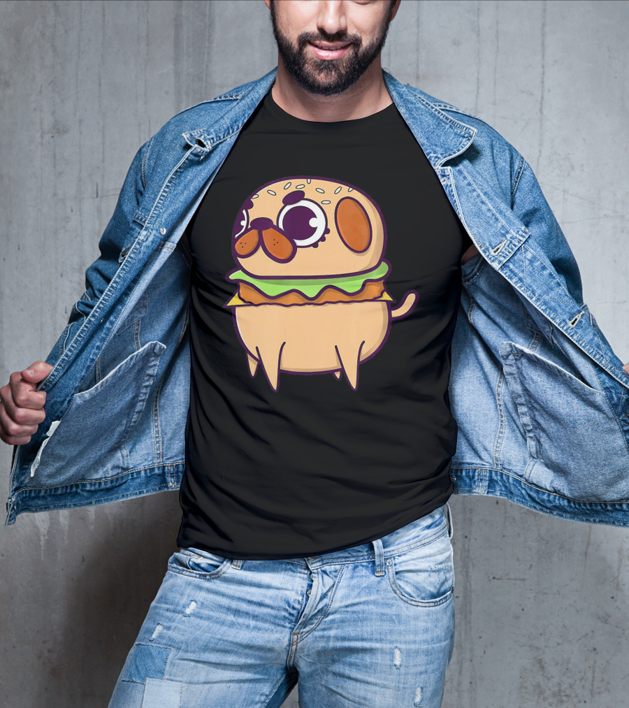 Cute Pug Hamburger Funny Pug Burger Love T-Shirt
