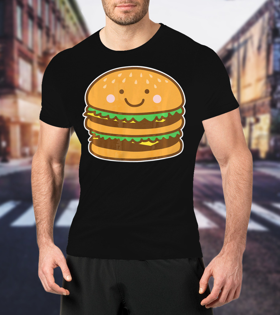 Funny Cute Burger Smiley Face Halloween Costume T-Shirt