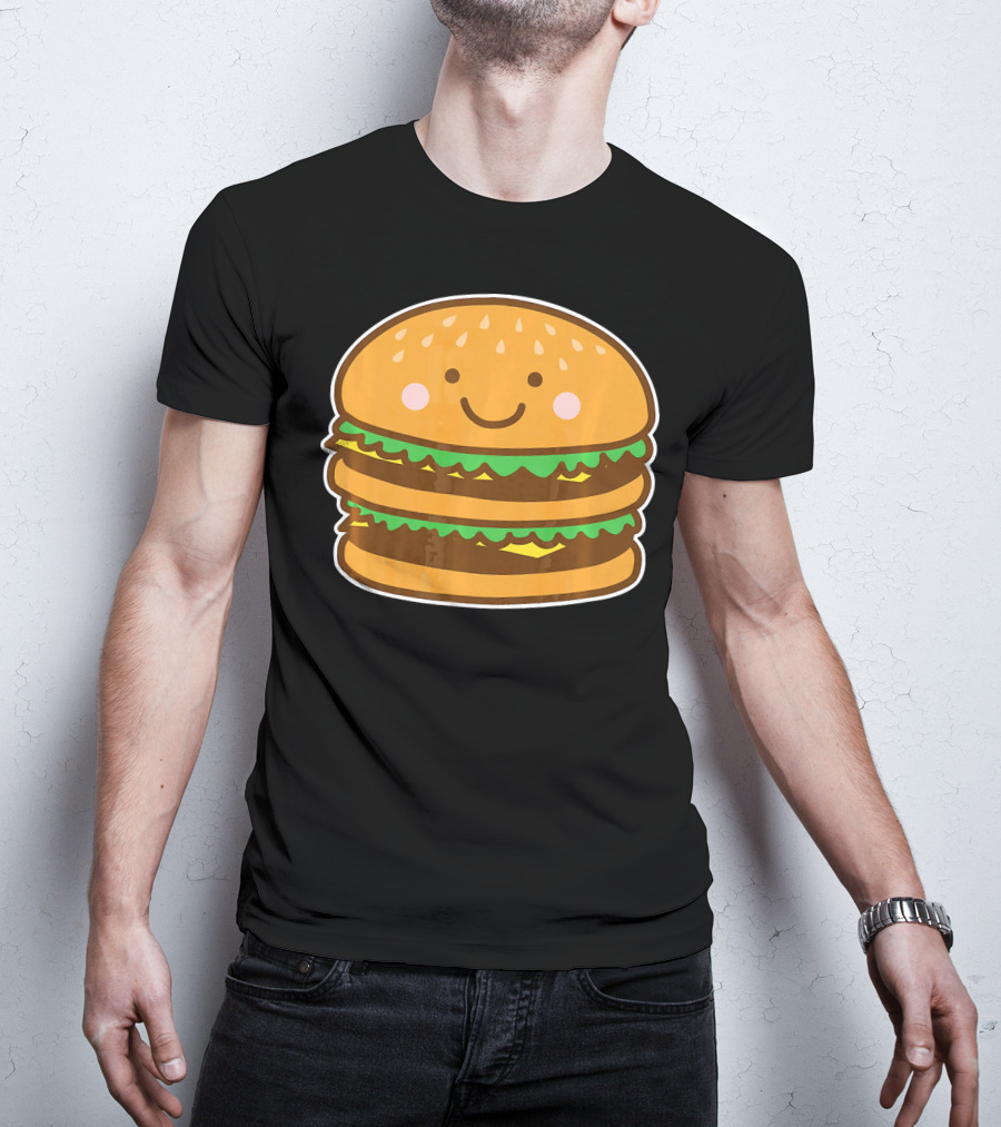 Funny Cute Burger Smiley Face Halloween Costume T-Shirt