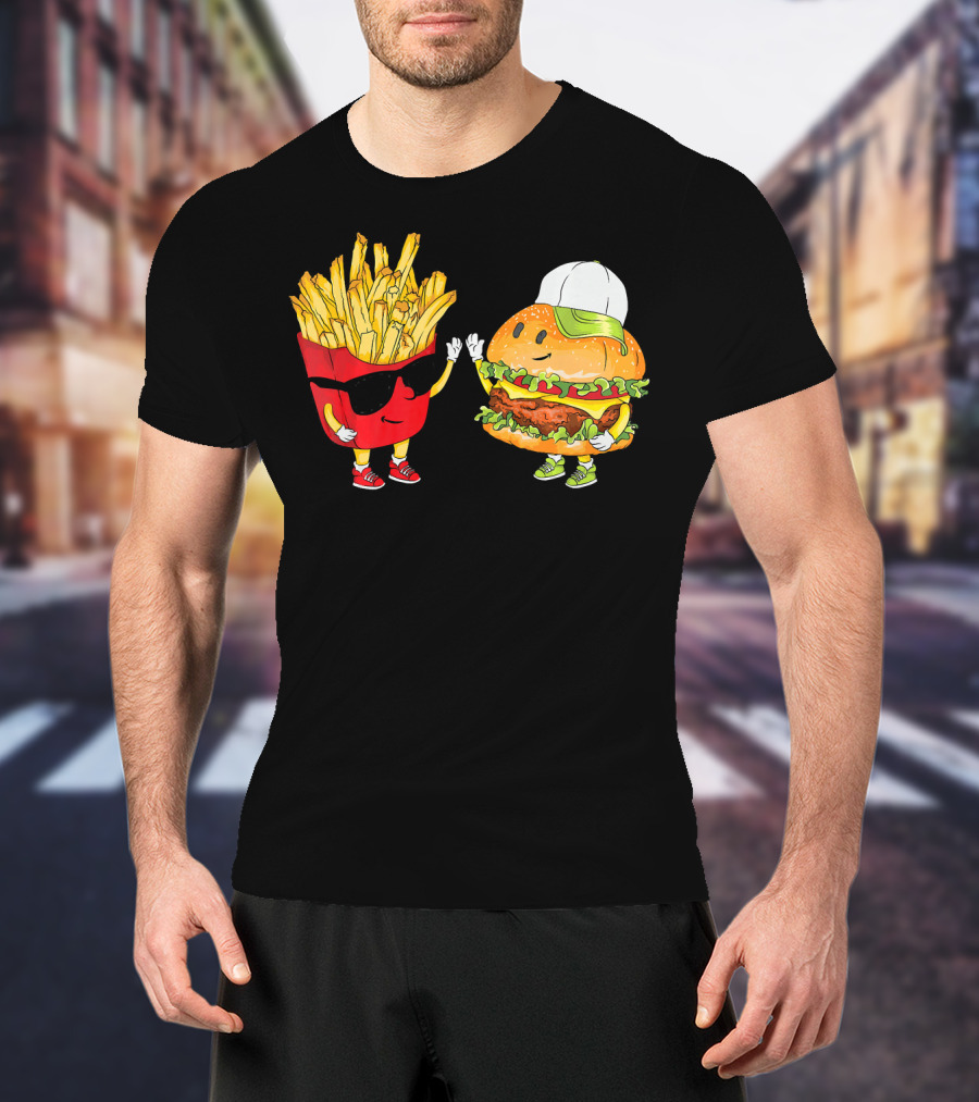 Hamburger Fries High Five Cool Fun Combo T-Shirt
