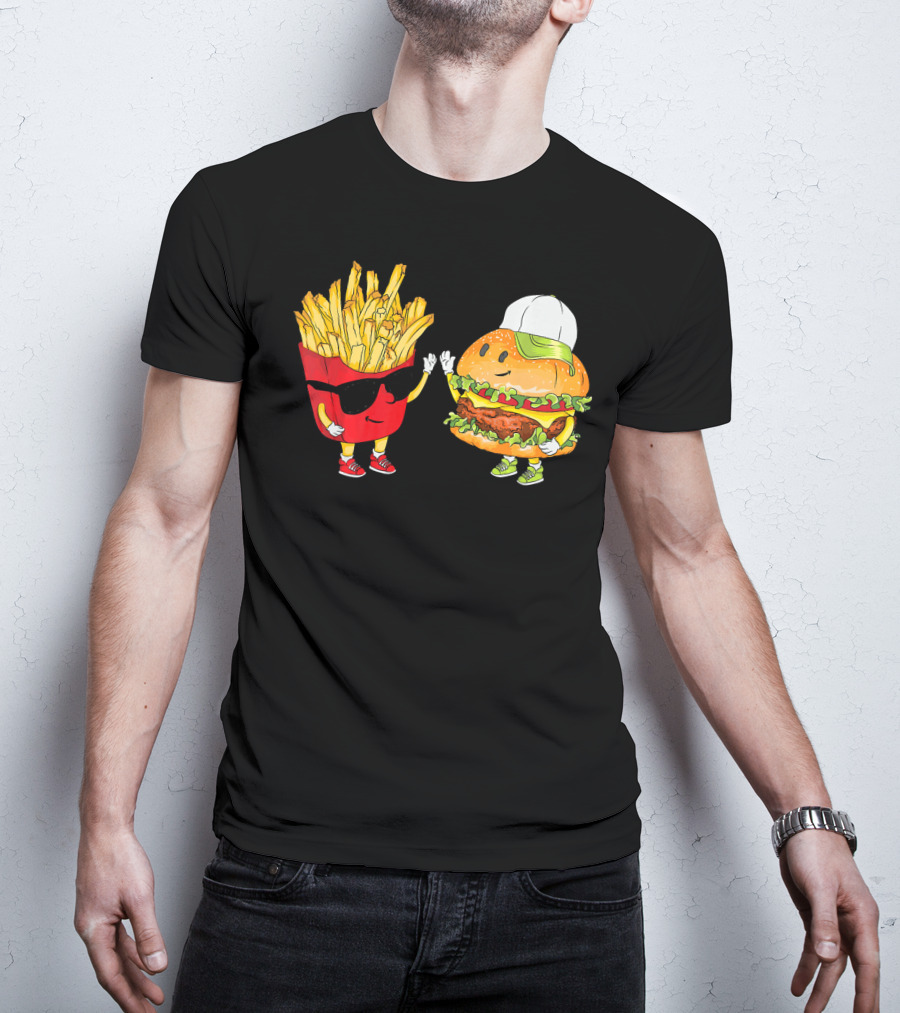 Hamburger Fries High Five Cool Fun Combo T-Shirt