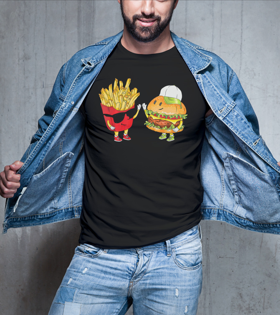 Hamburger Fries High Five Cool Fun Combo T-Shirt