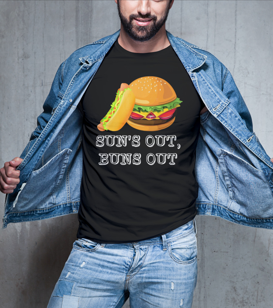 Sun's Out Buns Out Hot Dog And Hamburger Fun Food T-Shirt