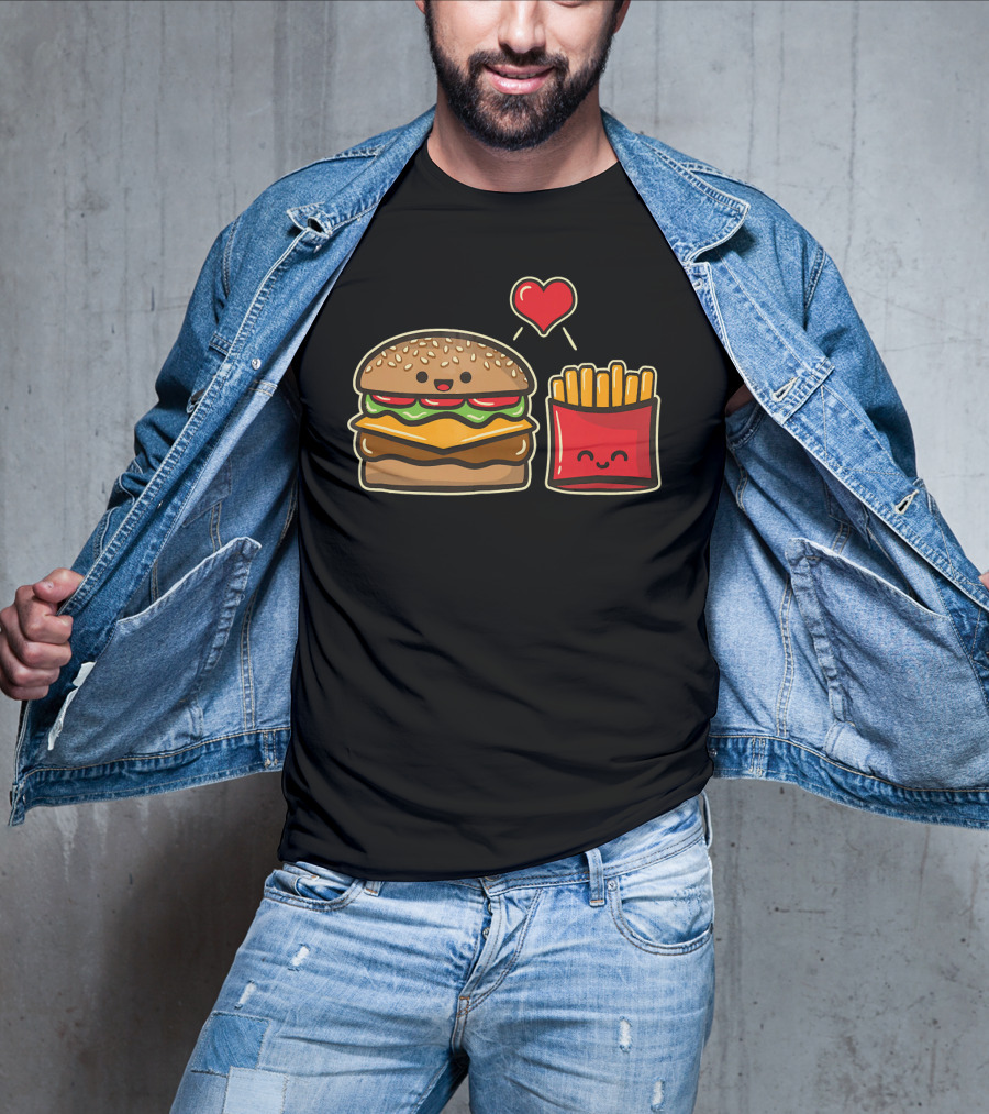 Burger And Fries Love Food T-Shirt