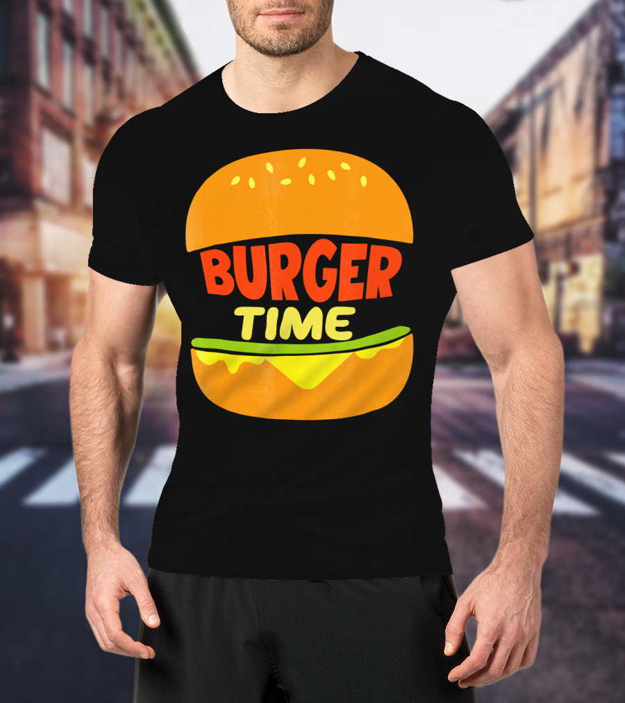 Burger Time Cheeseburger Icon Text T-Shirt