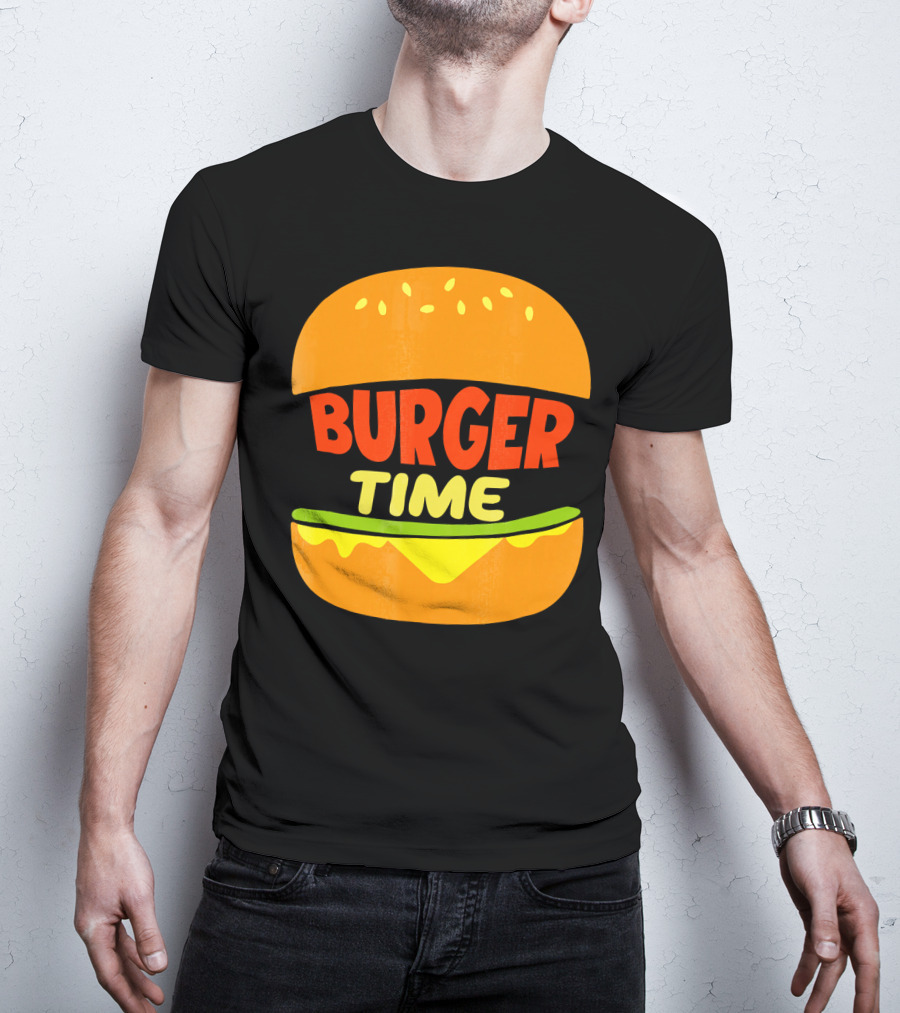 Burger Time Cheeseburger Icon Text T-Shirt