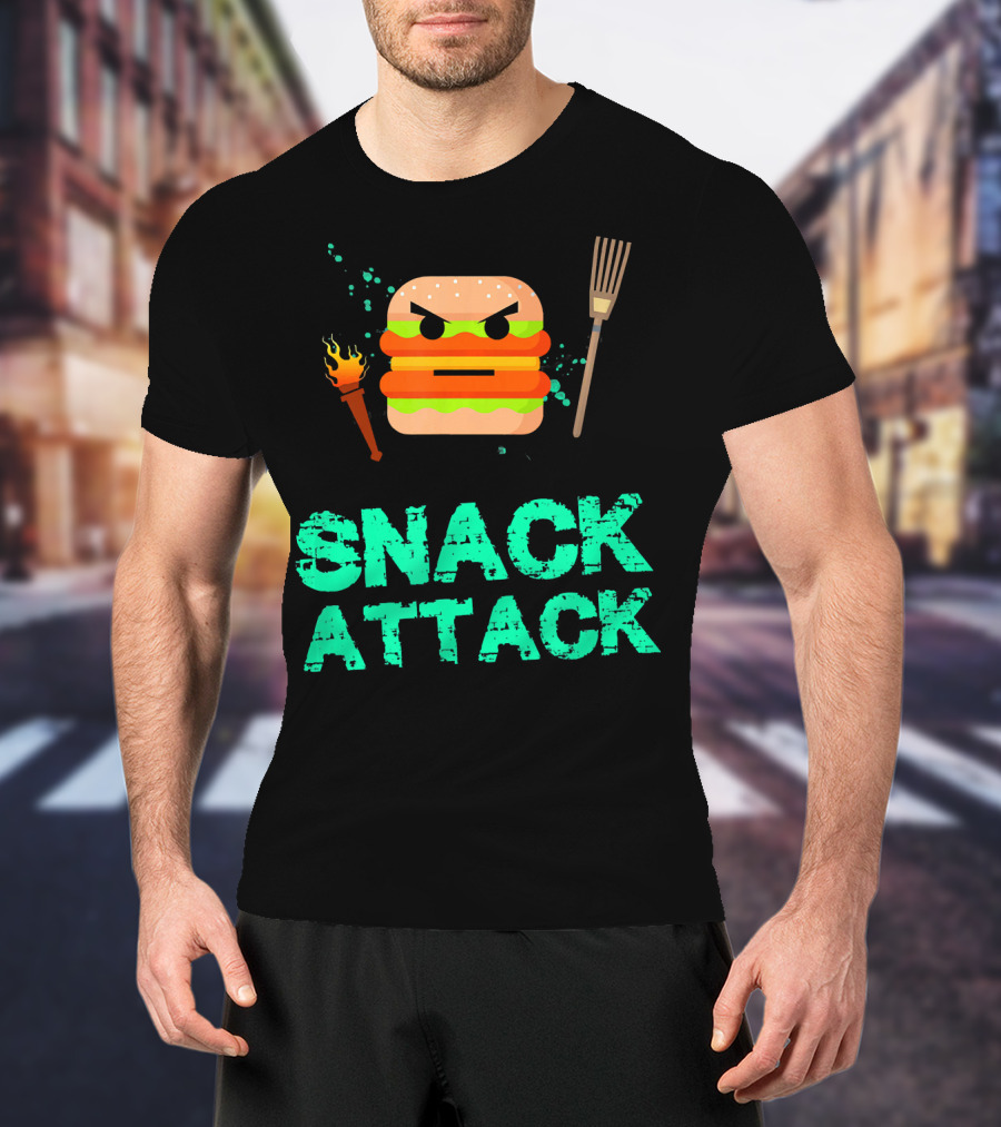 Snack Attack Burger Funny Food Snacks T-Shirt