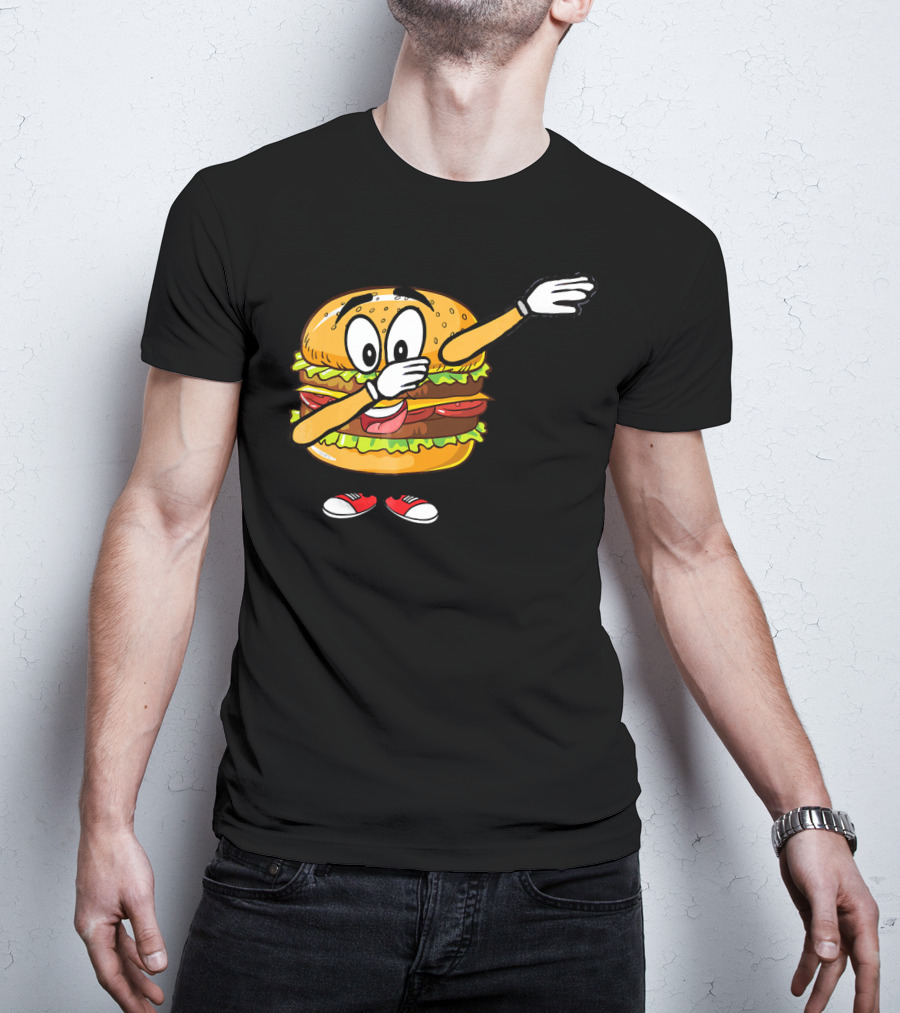 Dabbing Cheeseburger Funny Hamburger Comic Pose T-Shirt
