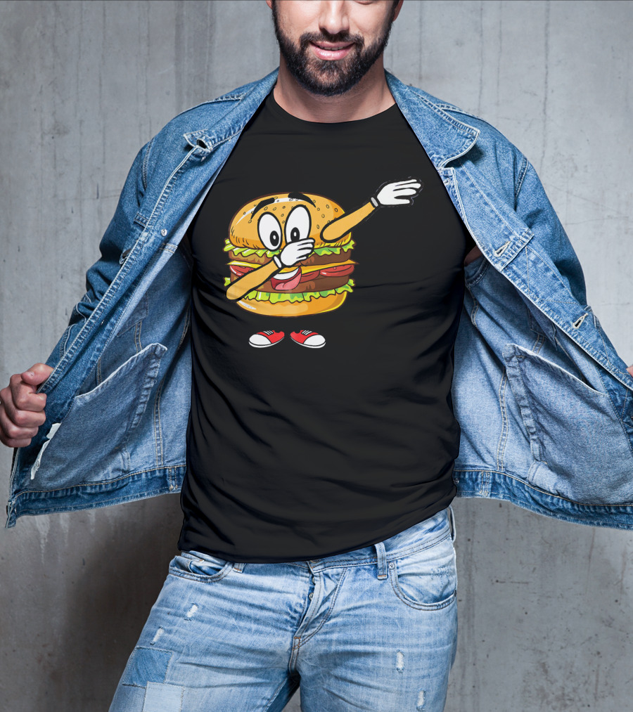 Dabbing Cheeseburger Funny Hamburger Comic Pose T-Shirt
