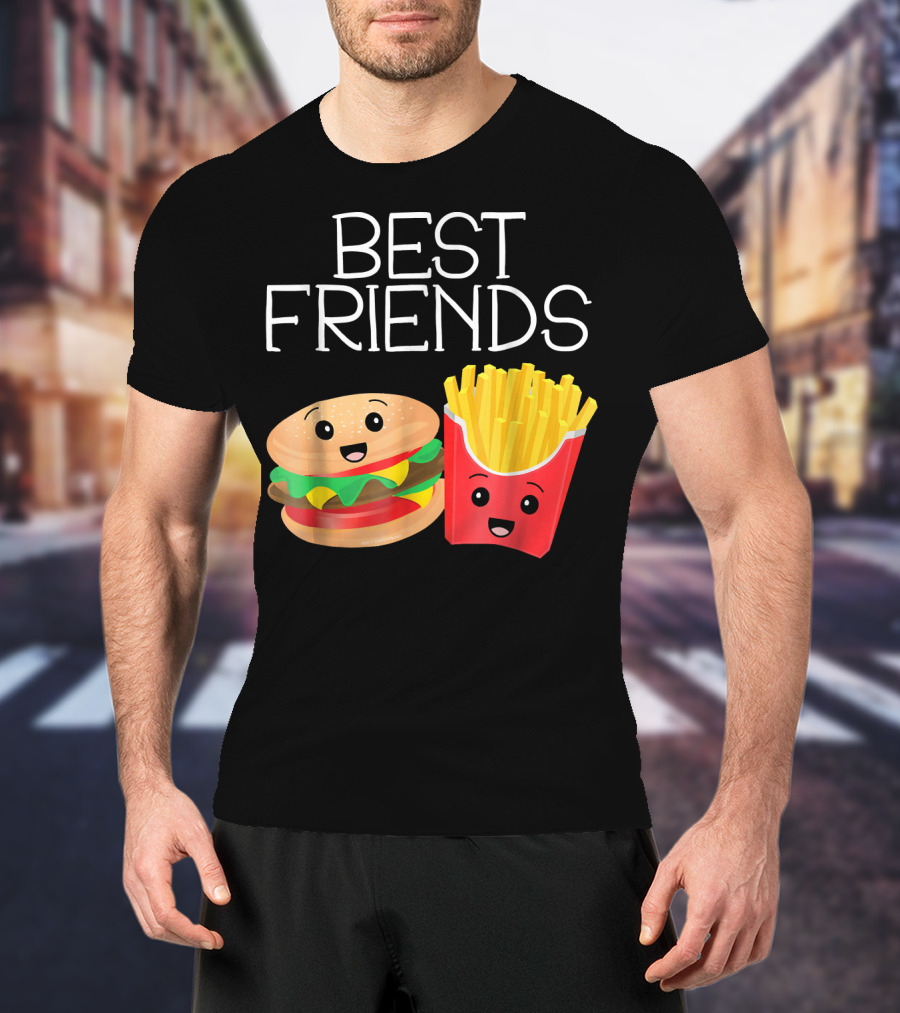 Best Friends Burger And French Fries Happy Faces T-Shirt