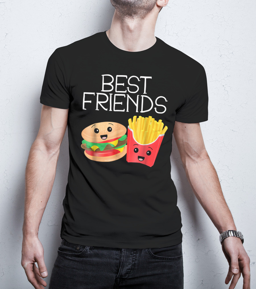 Best Friends Burger And French Fries Happy Faces T-Shirt