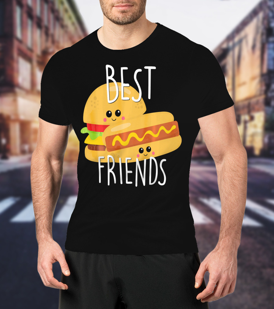 Best Friends Hot Dog And Burger Matching Duo T-Shirt