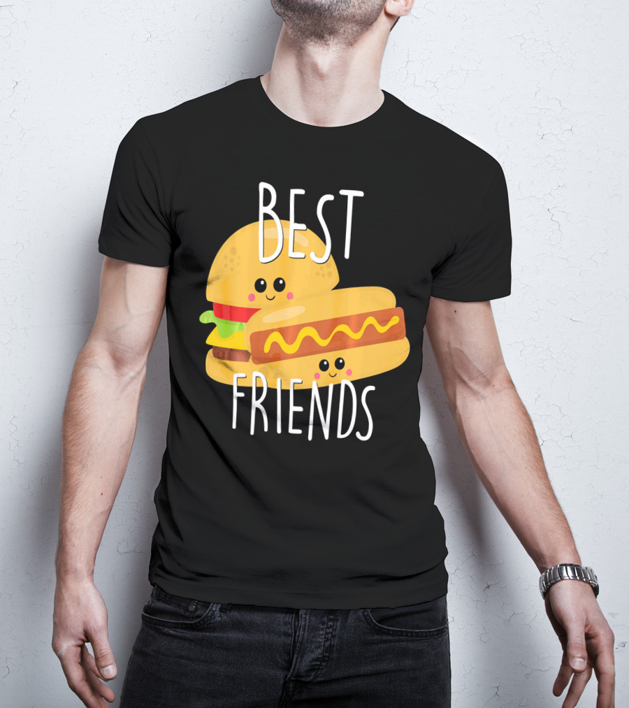 Best Friends Hot Dog And Burger Matching Duo T-Shirt