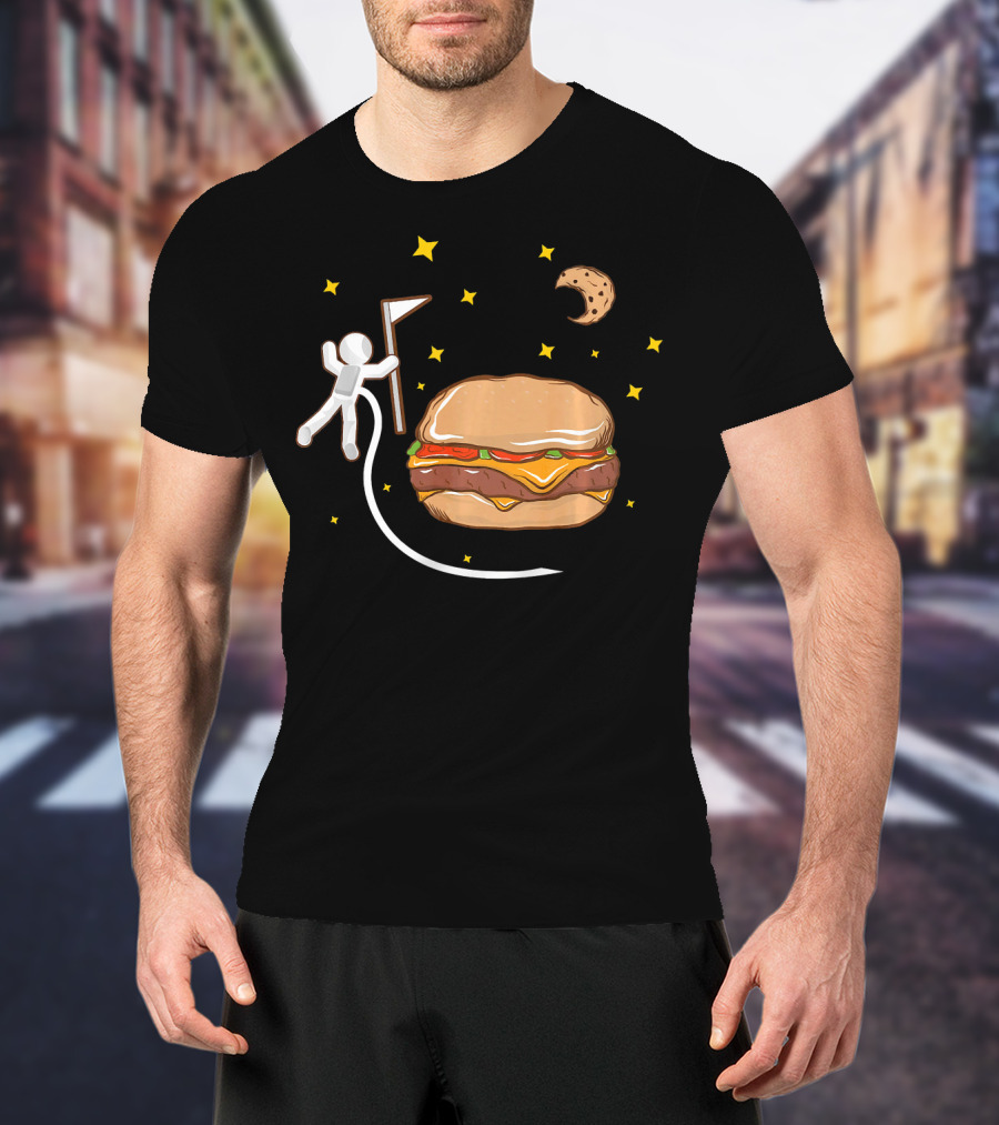 Astronaut Spacewalk Cheeseburger Adventure Moon Cookie T-Shirt