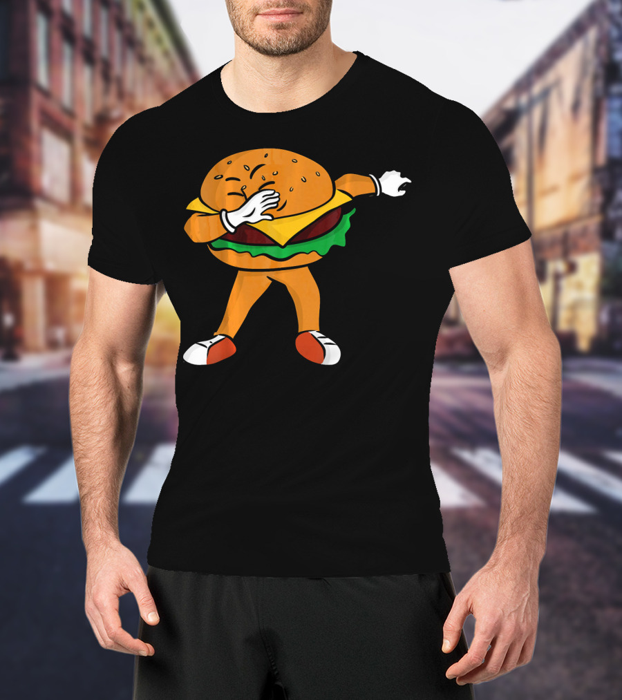 Dabbing Cheeseburger Character Dance T-Shirt