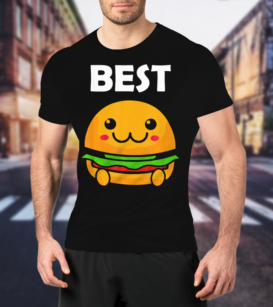 Burger Matching Fries Best Friend Novelty Best Cute Kawaii Face T-Shirt