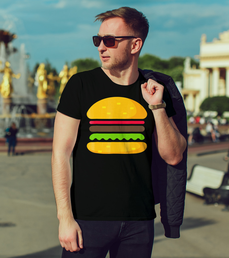 Minimalist Hamburger Layers Striped T-Shirt