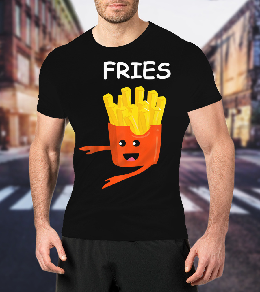 Funny Burger FRIES Matching Couples Vale Playful Cartoon T-Shirt