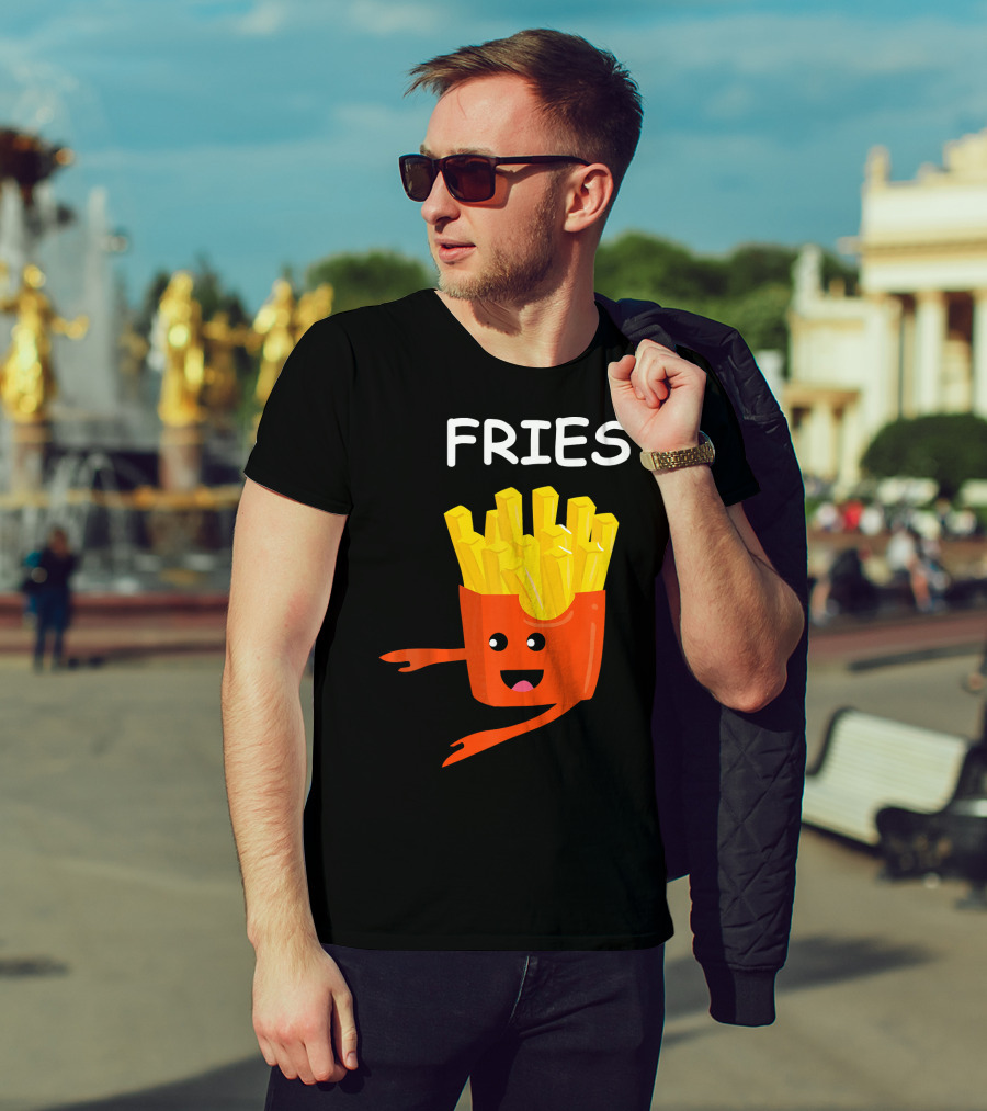 Funny Burger FRIES Matching Couples Vale Playful Cartoon T-Shirt