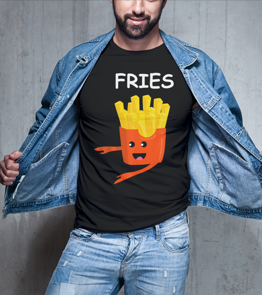 Funny Burger FRIES Matching Couples Vale Playful Cartoon T-Shirt