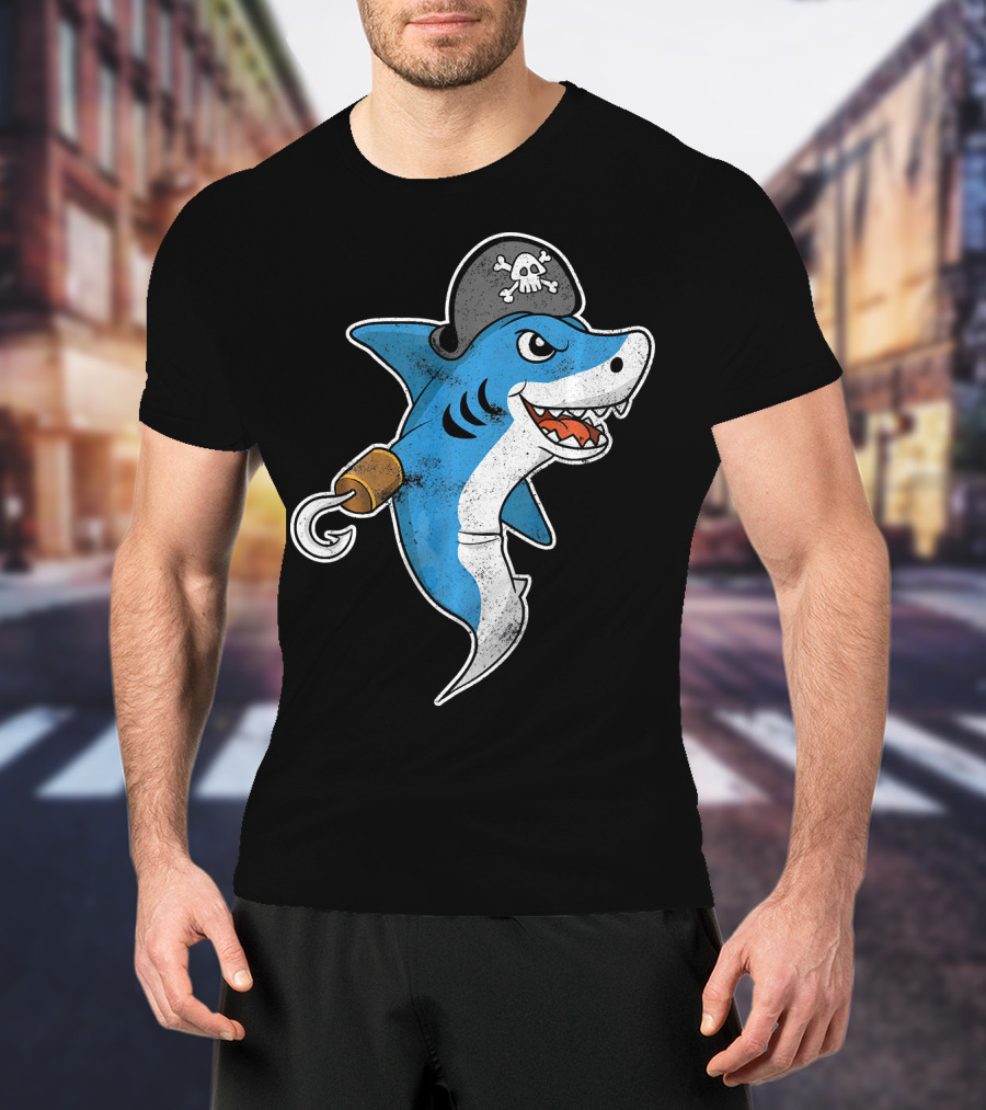 Pirate Shark With Hook And Pirate Hat T-Shirt
