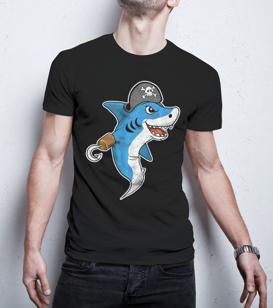 Pirate Shark With Hook And Pirate Hat T-Shirt