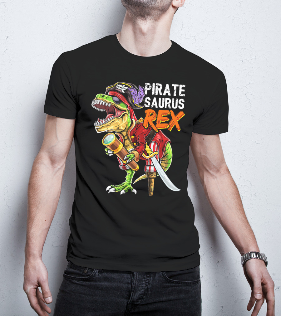 Pirate Saurus Rex Dinosaur Pirate Hat T-Shirt