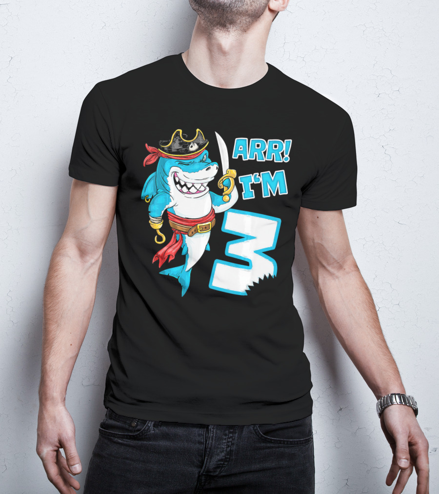 ARR I'm 3 Pirate Shark 3rd Birthday T-Shirt