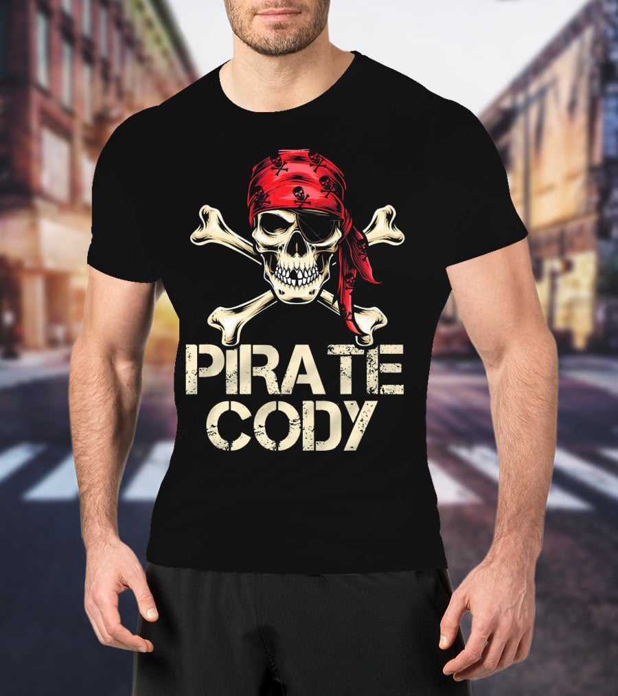 PIRATE CODY Skull Crossbones Red Bandana Birthday T-Shirt