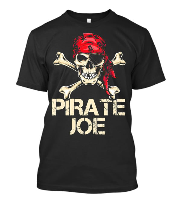 PIRATE JOE Skull And Crossbones Red Bandana T-Shirt