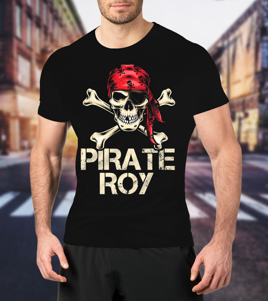 PIRATE ROY Skull Crossbones Red Bandana Vintage Funny Birthday T-Shirt