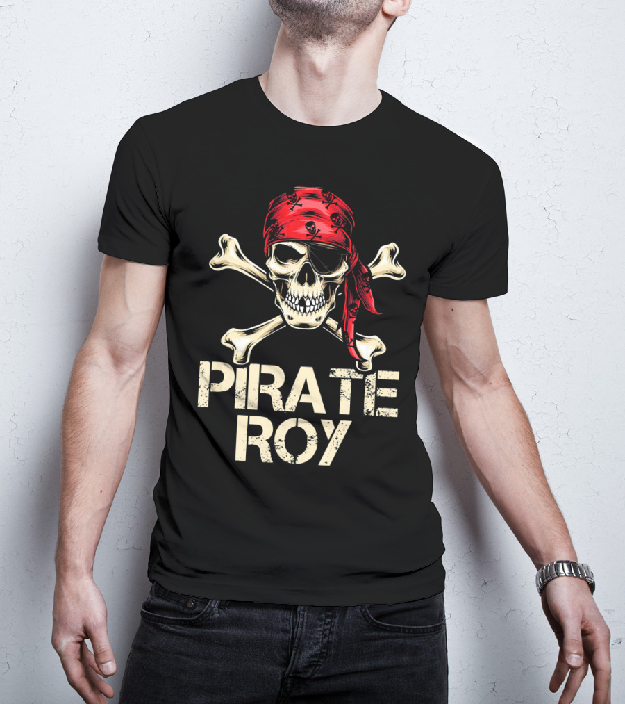 PIRATE ROY Skull Crossbones Red Bandana Vintage Funny Birthday T-Shirt