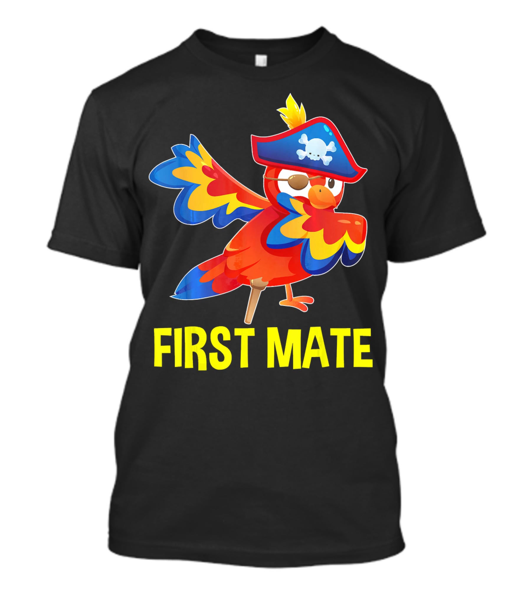 First Mate Parrot With Pirate Hat And Patch T-Shirt