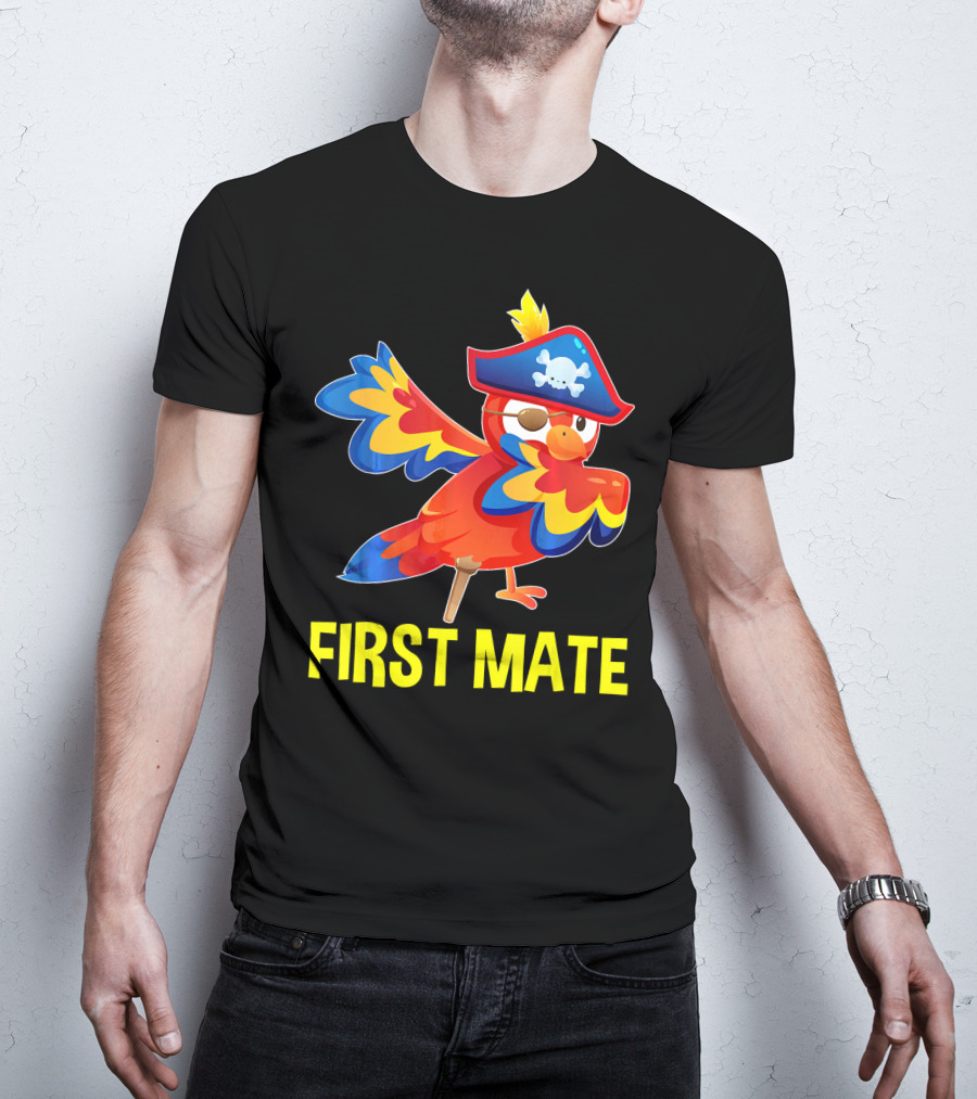 First Mate Parrot With Pirate Hat And Patch T-Shirt
