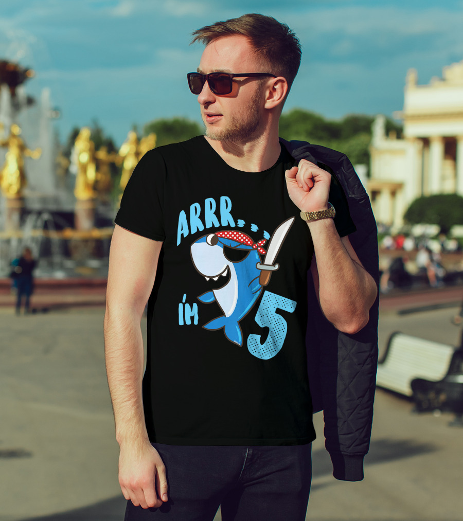 ARRR I'm 5 Boys Shark Pirate Birthday Idea T-Shirt