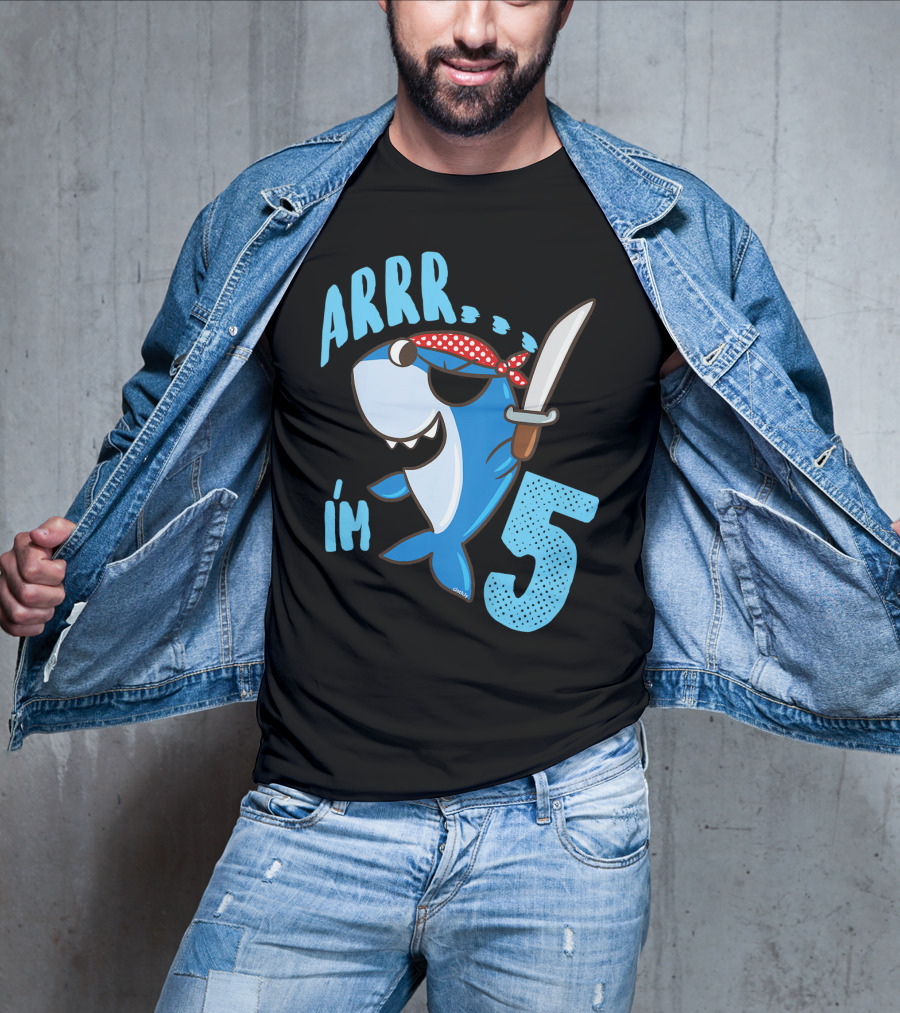 ARRR I'm 5 Boys Shark Pirate Birthday Idea T-Shirt
