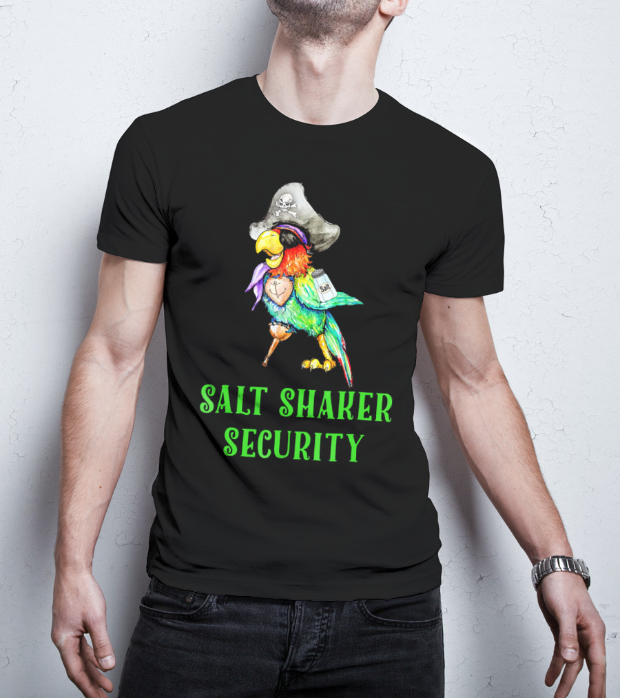 Salt Shaker Security Pirate Head Parrot With Eyepatch And Peg Leg T-Shirt