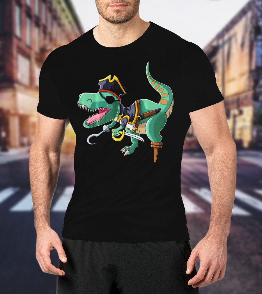 Pirate Rex Dinosaur With Hook And Peg Leg T-Shirt