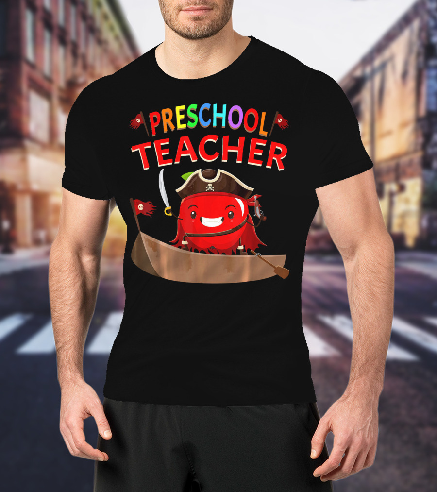 Preschool Teacher Pirate Apple Costume Halloween T-Shirt