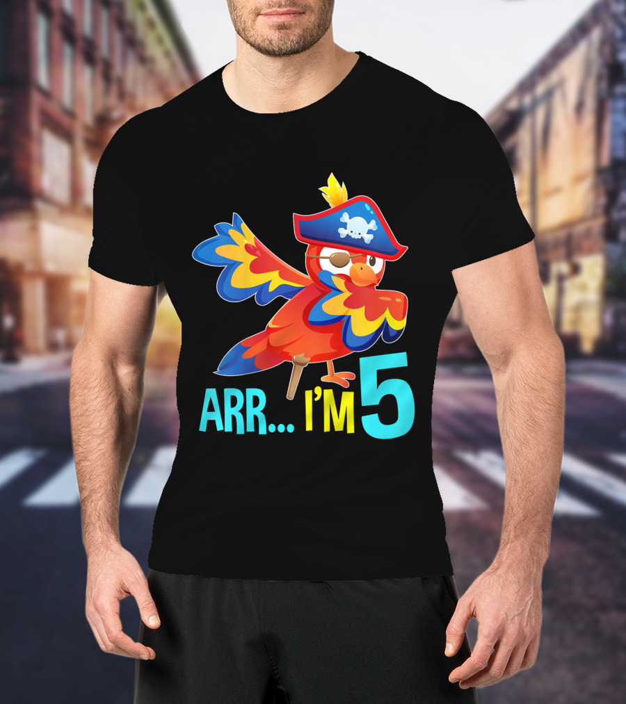 Arr I'm 5 Dabbing Parrot Pirate Kids T-Shirt