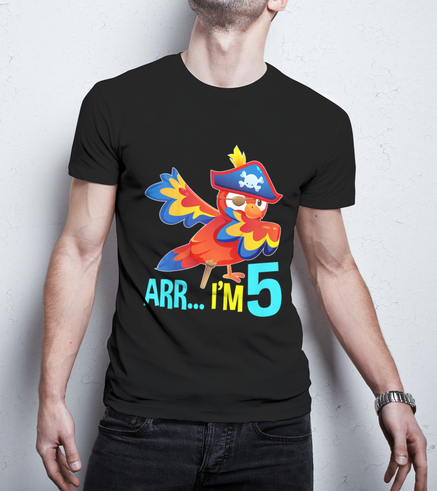 Arr I'm 5 Dabbing Parrot Pirate Kids T-Shirt