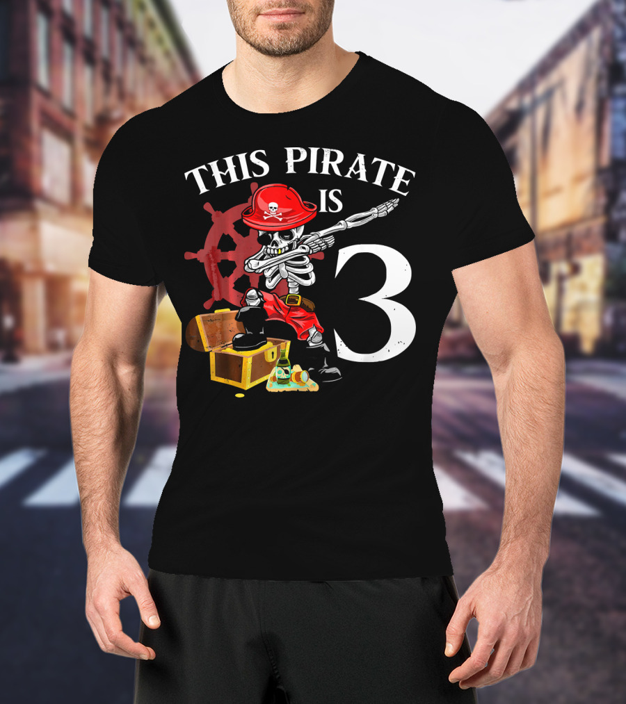 This Pirate Is 3 Funny Dabbing Pirate Birthday T-Shirt