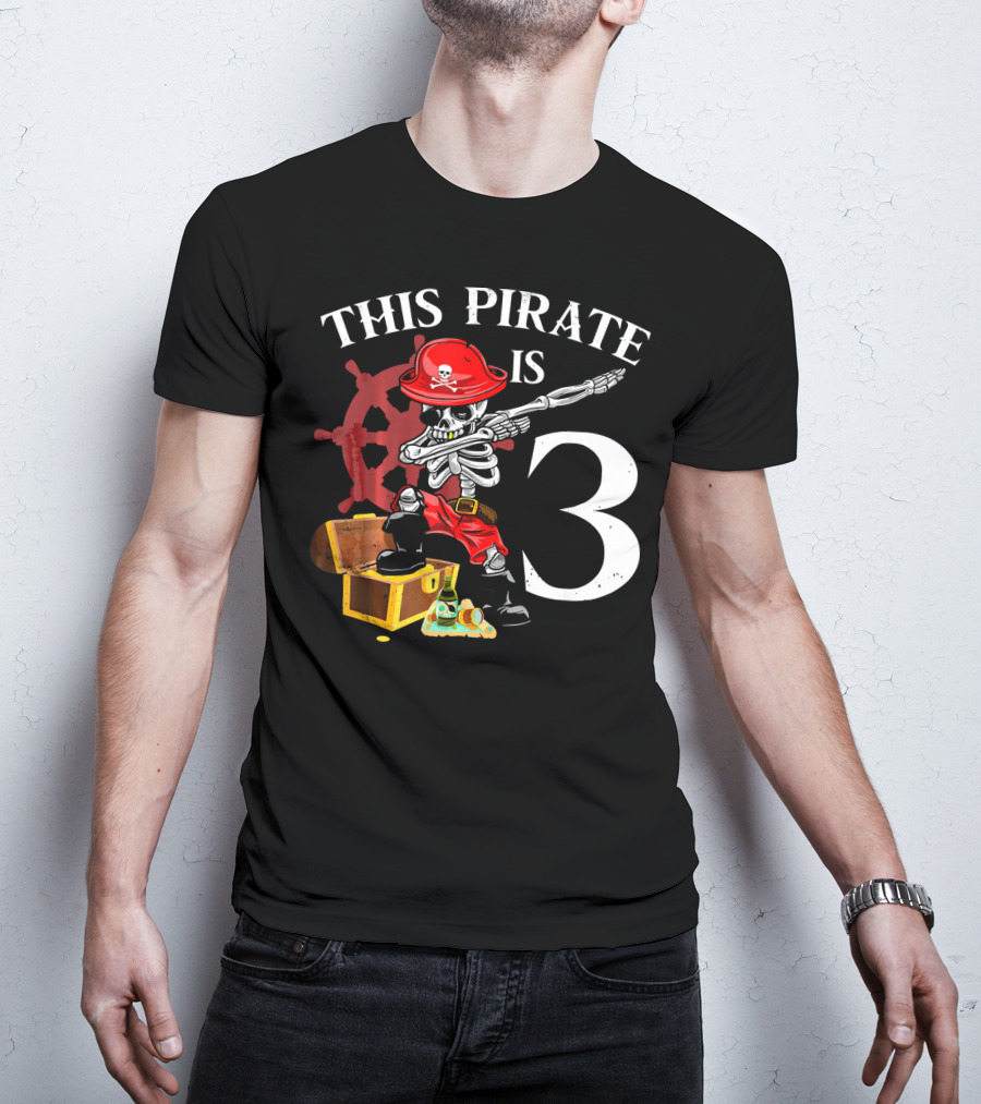 This Pirate Is 3 Funny Dabbing Pirate Birthday T-Shirt